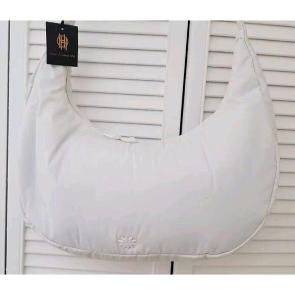 NWT HOUSE OF HARLOW 1960 WHITE NYLON CRESCENT ADJUSTABLE STRAP CROSSBODY BAG - Picture 2 of 7